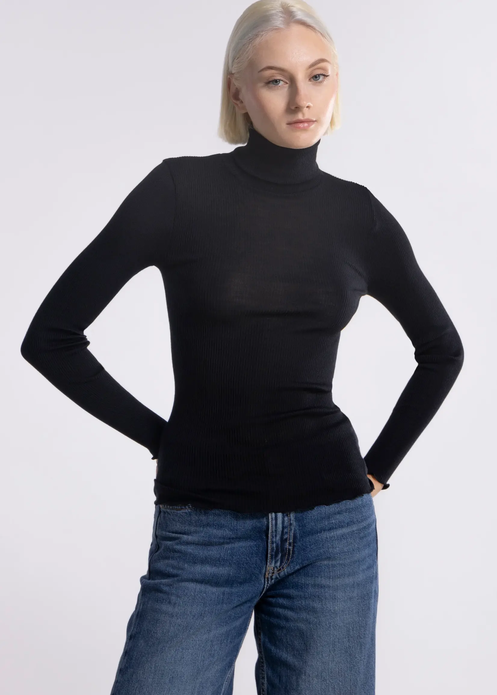 Oscalito Wool & Silk Rib Turtleneck