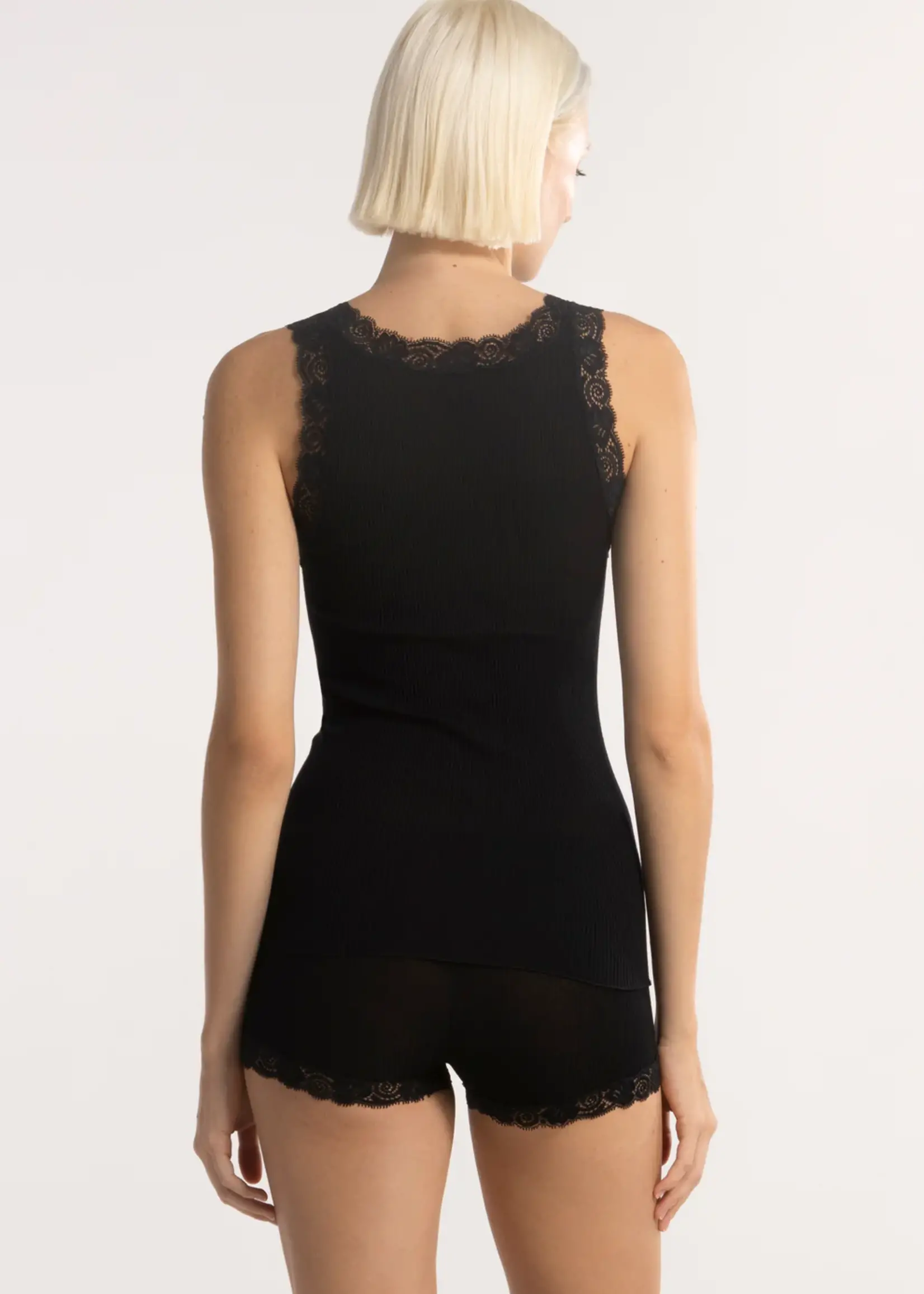Oscalito Wool & Silk Rib Cami with Lace