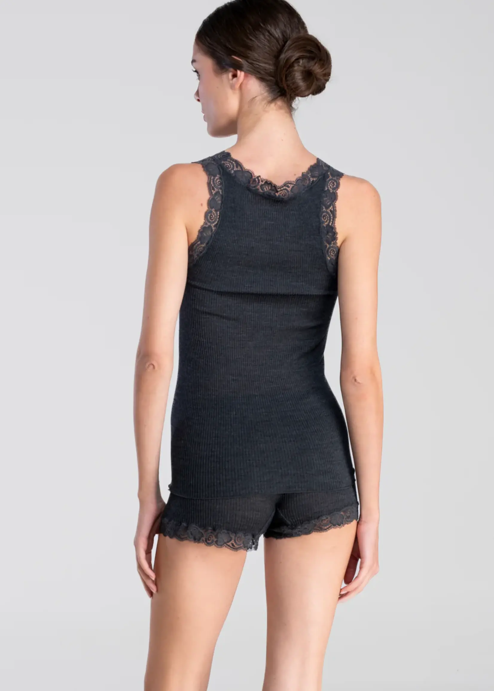 Oscalito Wool & Silk Rib Cami with Lace