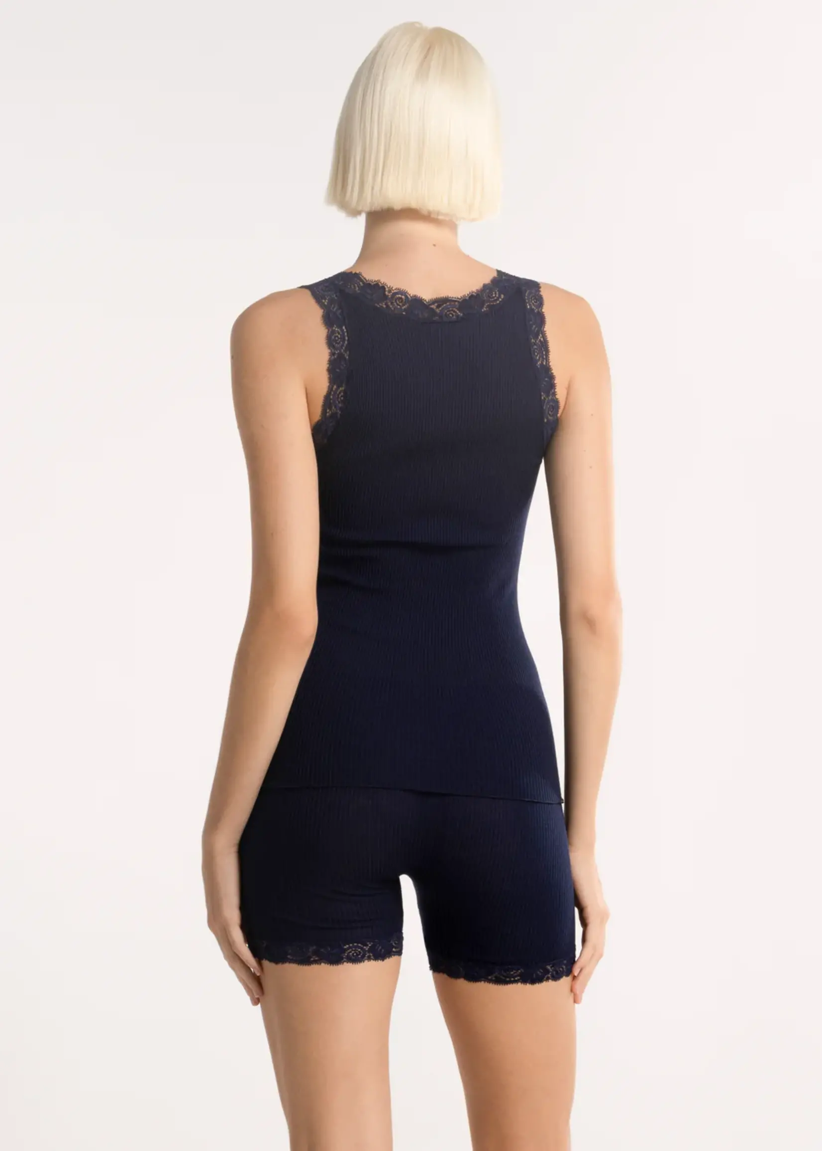 Oscalito Wool & Silk Rib Cami with Lace