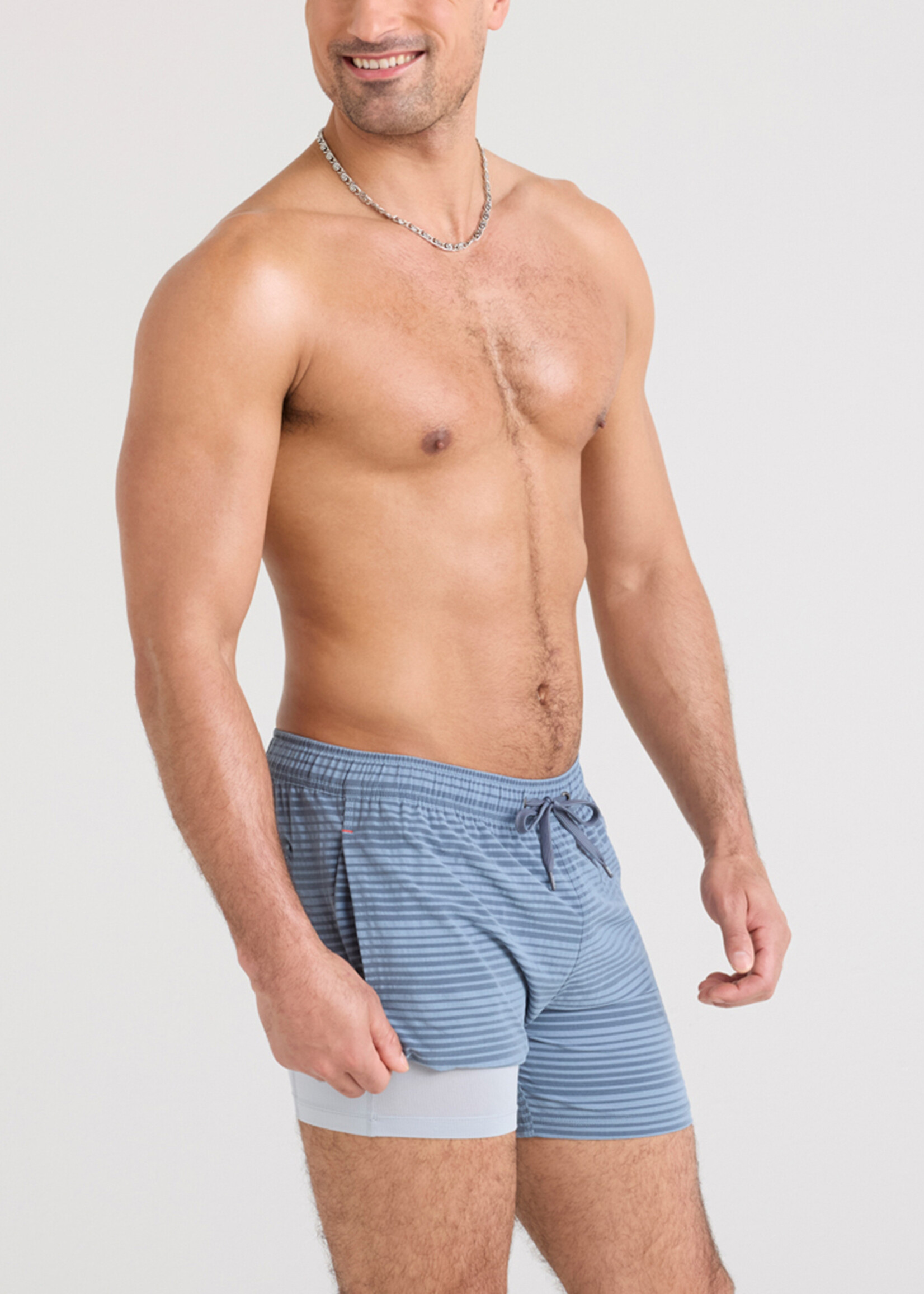 Saxx Oh Buoy 5" Blue/Ink Stripe Swim Trunk SXSW03L