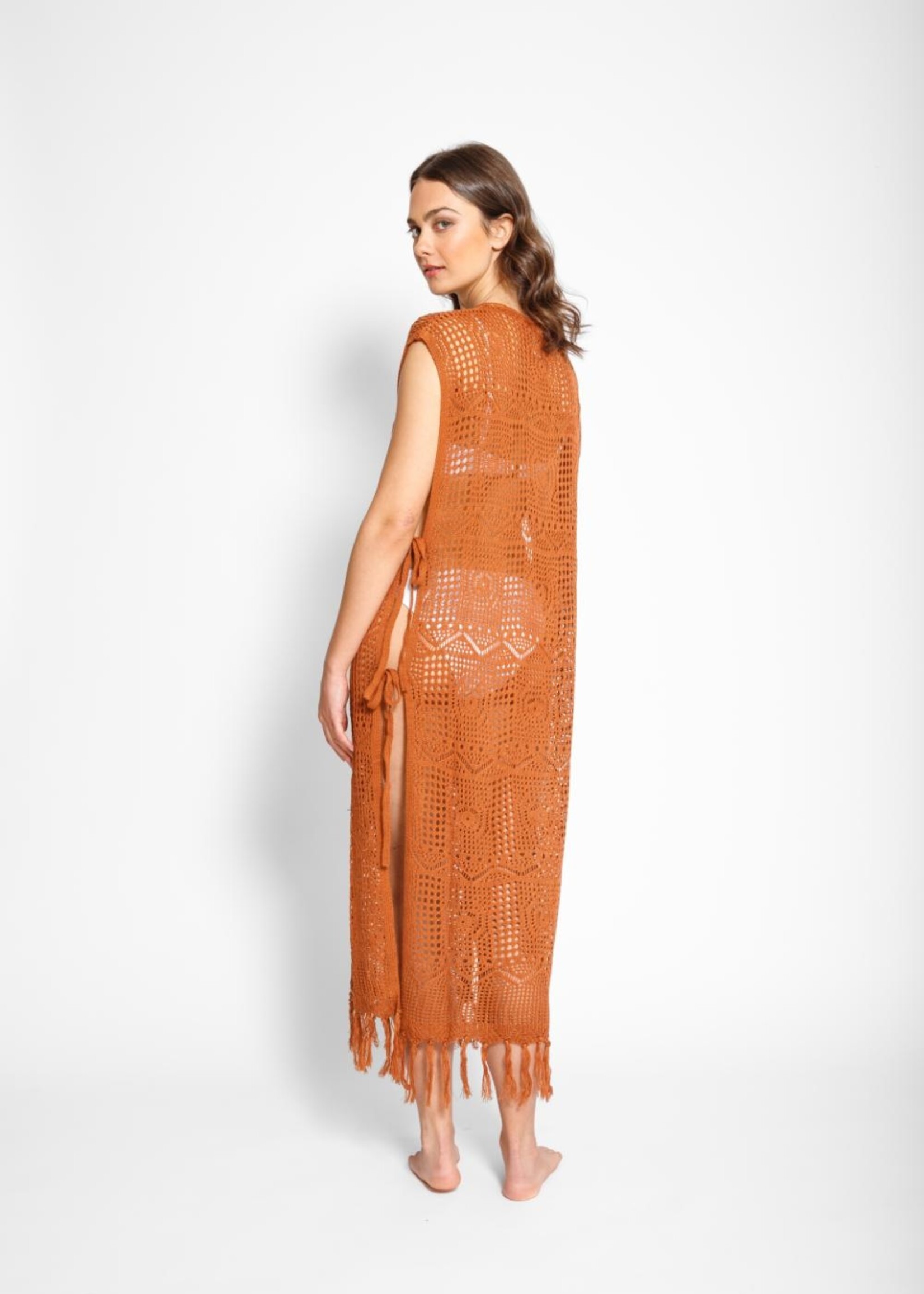 Koy Resort Santorini Fringe Long Coverup K24109-22