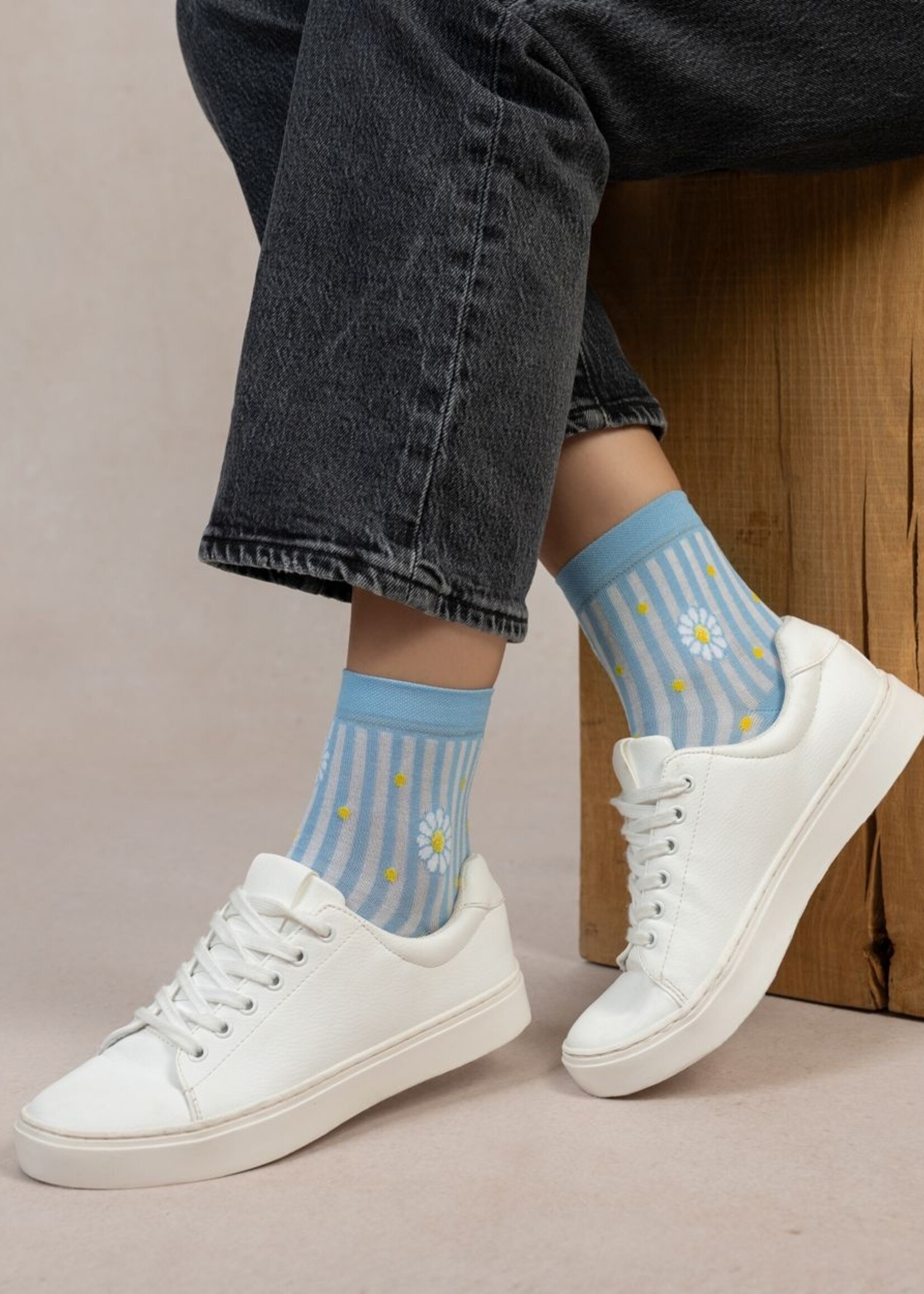 Bleuforet Cotton Daisy Stripe Socks 6530