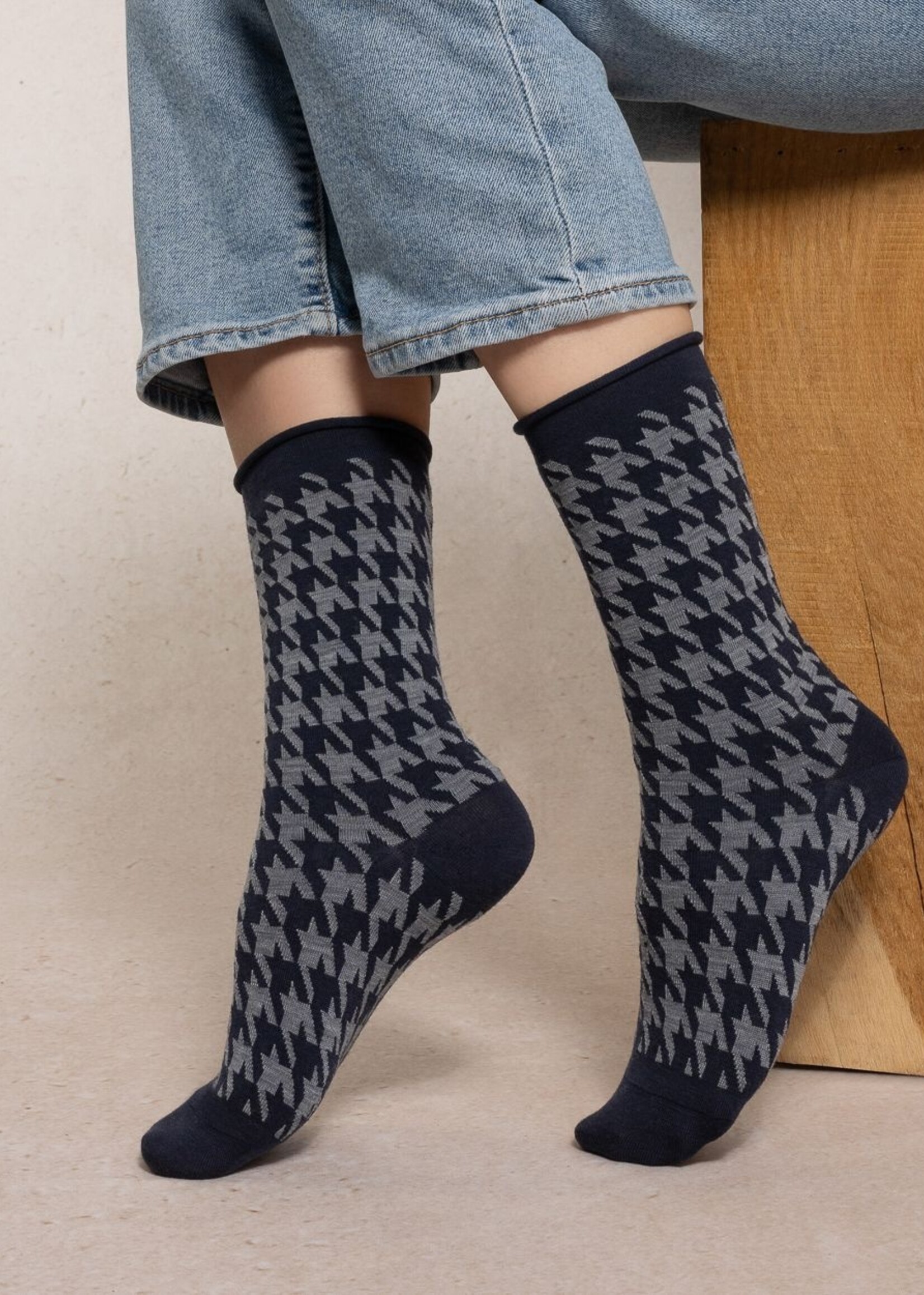 Bleuforet Wool Houndstooth Socks 6563
