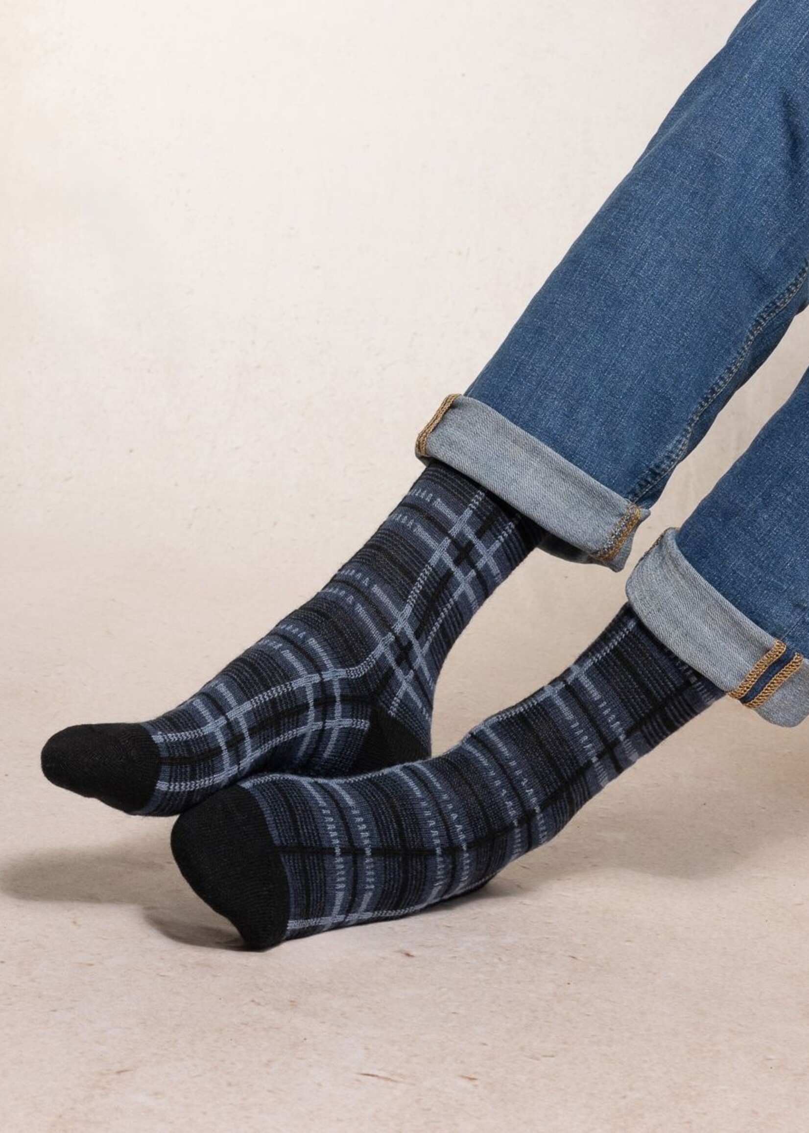 Bleuforet BU Men's Wool Cashmere Tartan Socks 7099