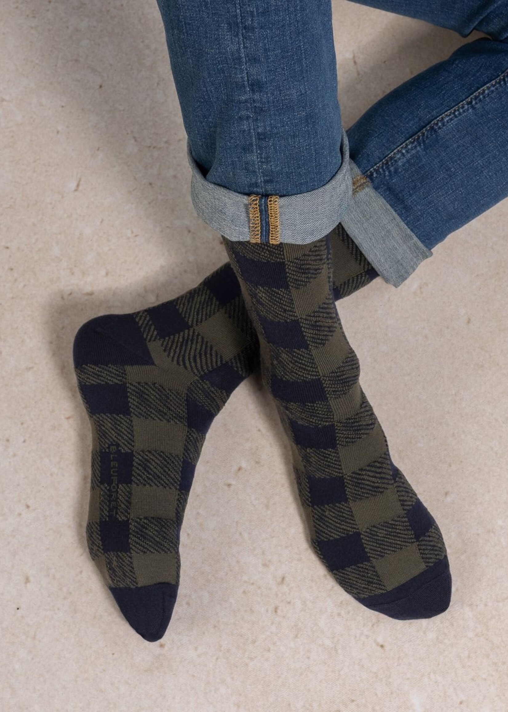Bleuforet Men's Merino Wool Check Socks 7097