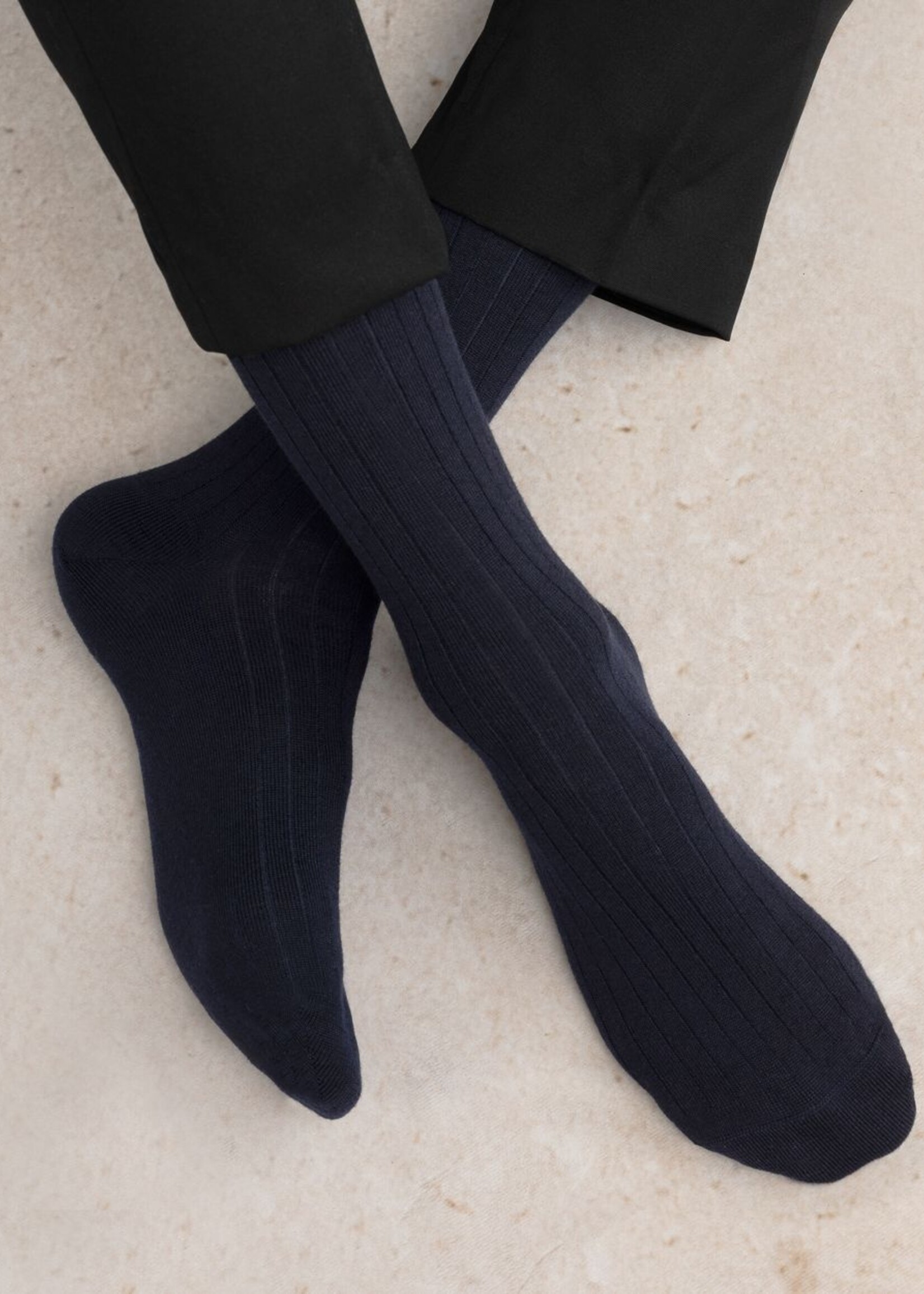 Bleuforet Men's Ribbed Merino Wool/Cotton Sock 2156