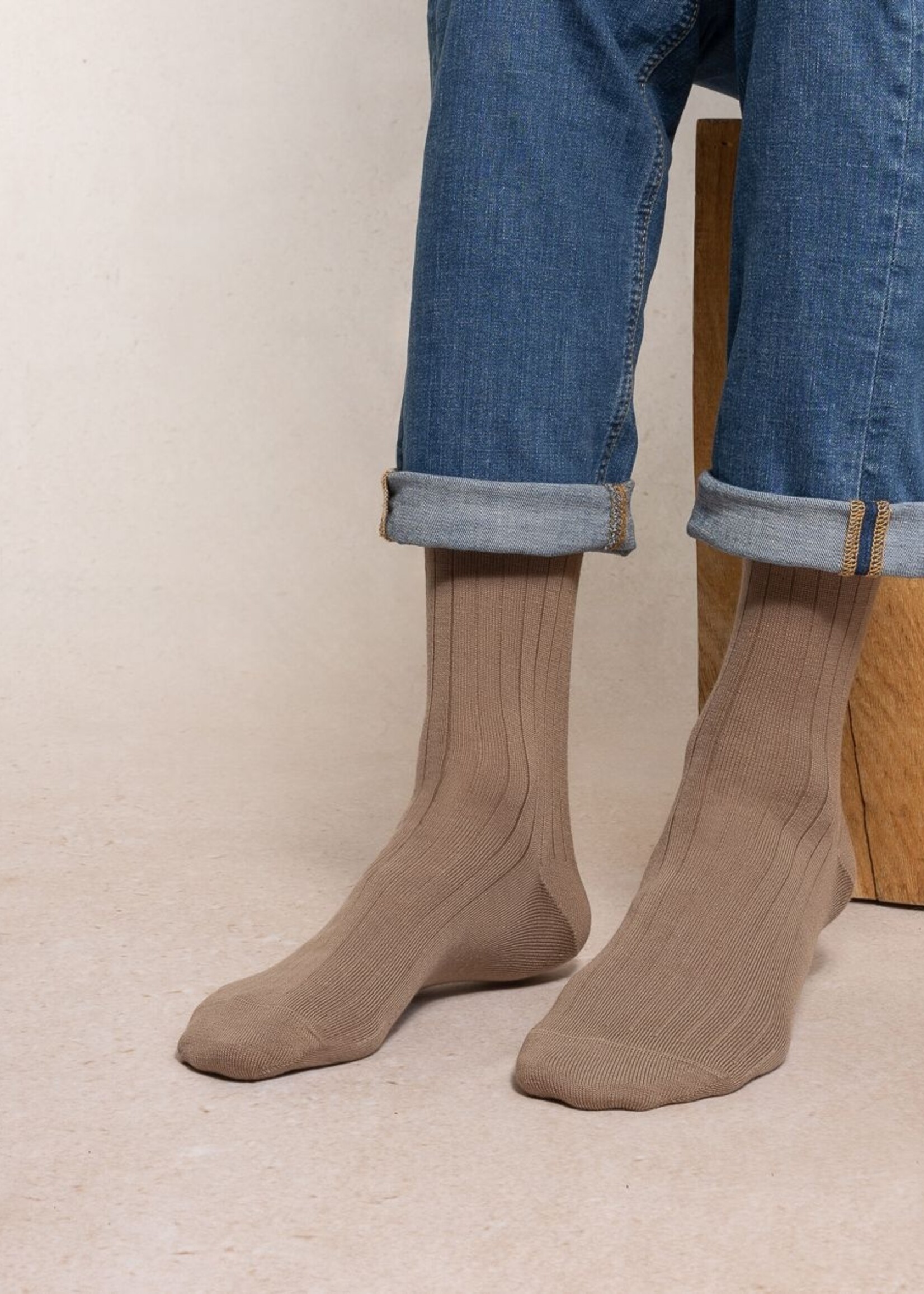 Bleuforet Men's Ribbed Merino Wool/Cotton Sock 2156