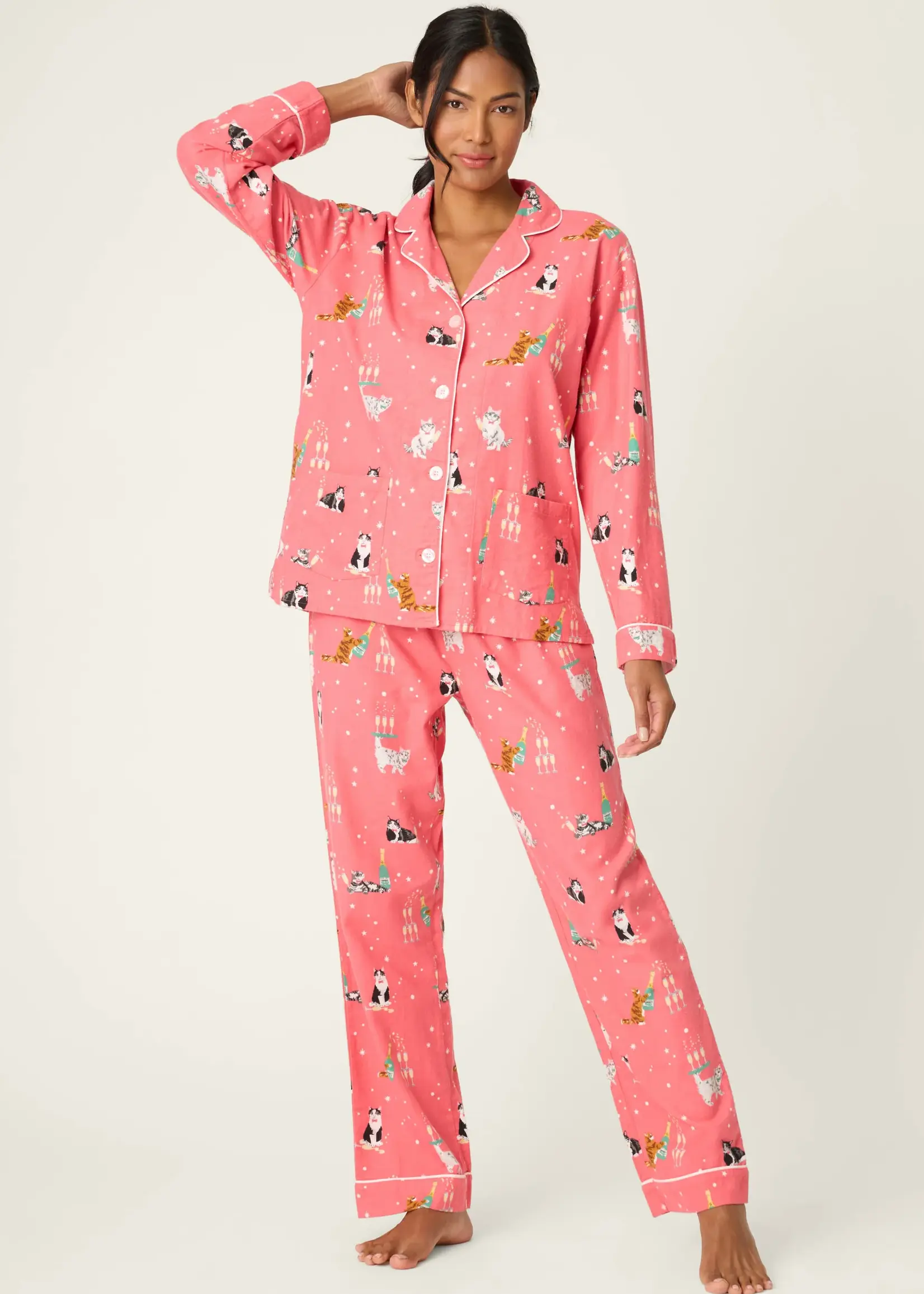 PJ Salvage Bubbly Cats Flannel PJ Set RUFLPJ