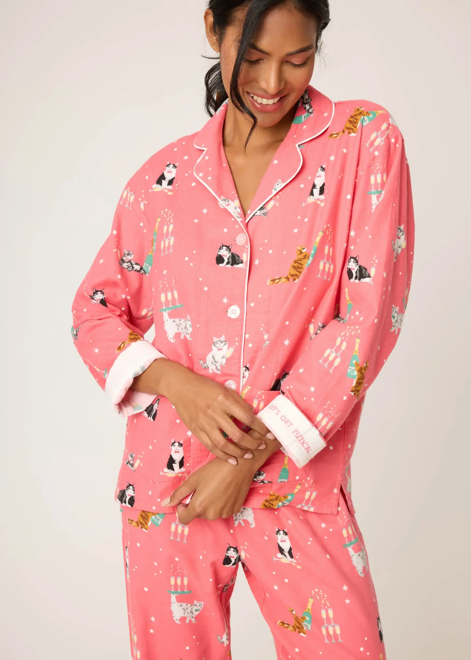 PJ Salvage Bubbly Cats Flannel PJ Set RUFLPJ