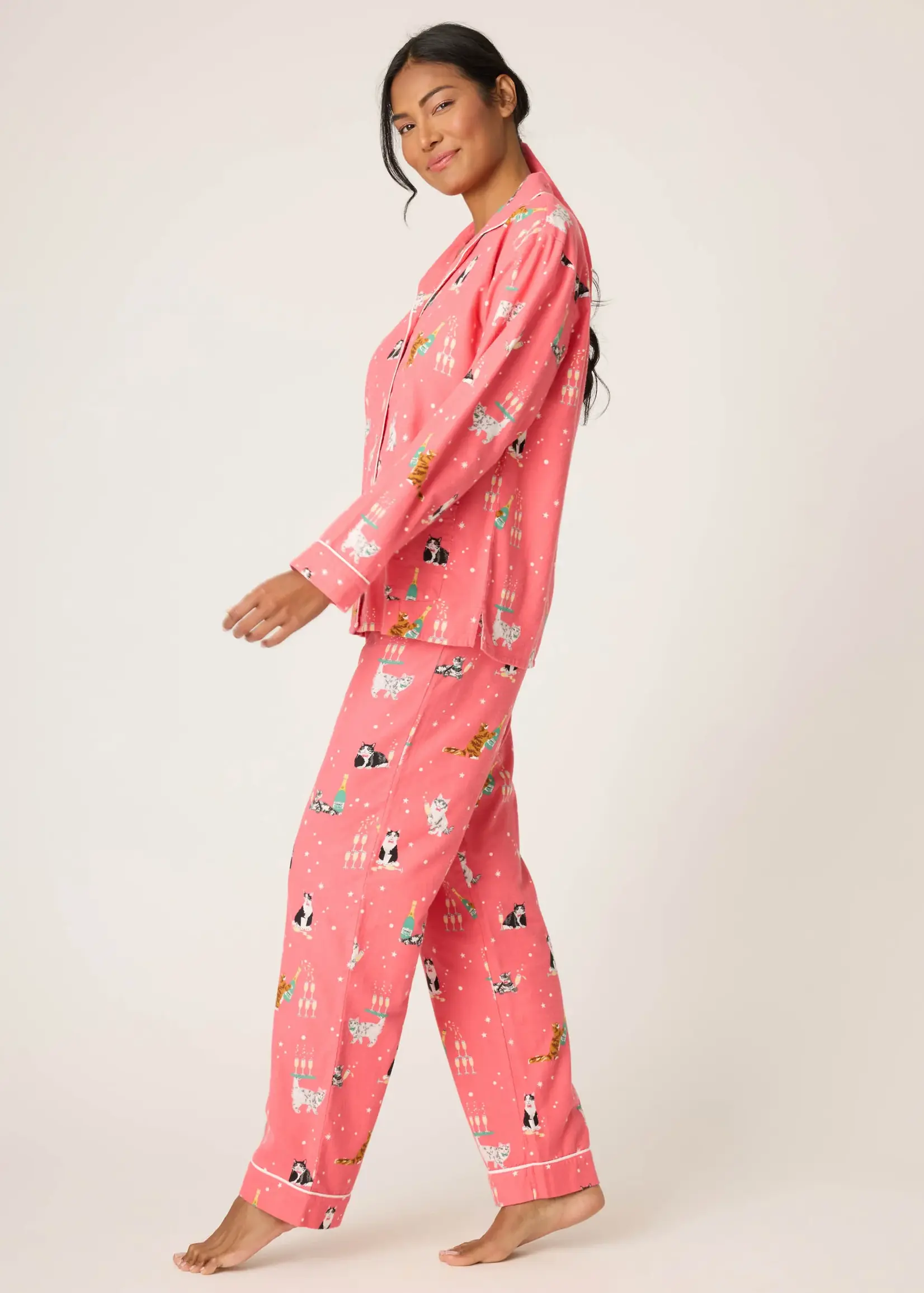 PJ Salvage Bubbly Cats Flannel PJ Set RUFLPJ