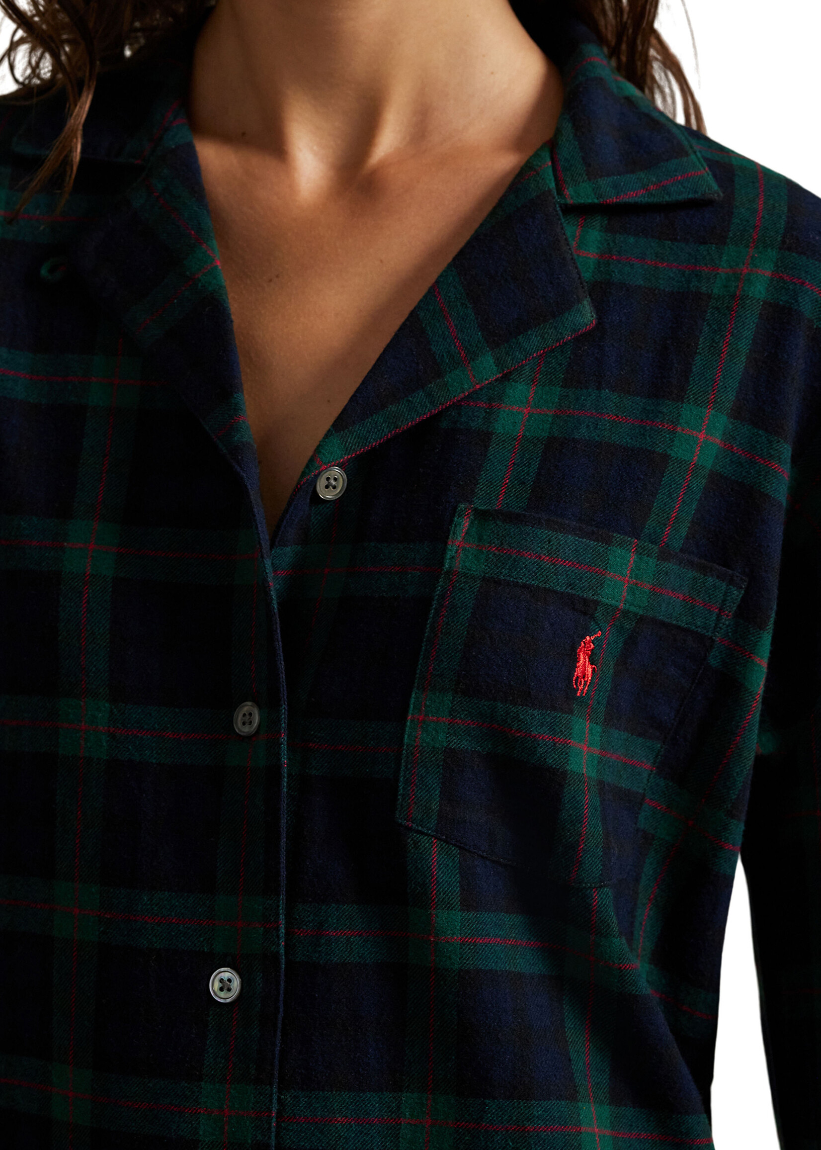 Polo Ralph Lauren Camp Collar Plaid Cotton Flannel Sleep Dress 4P0559R3