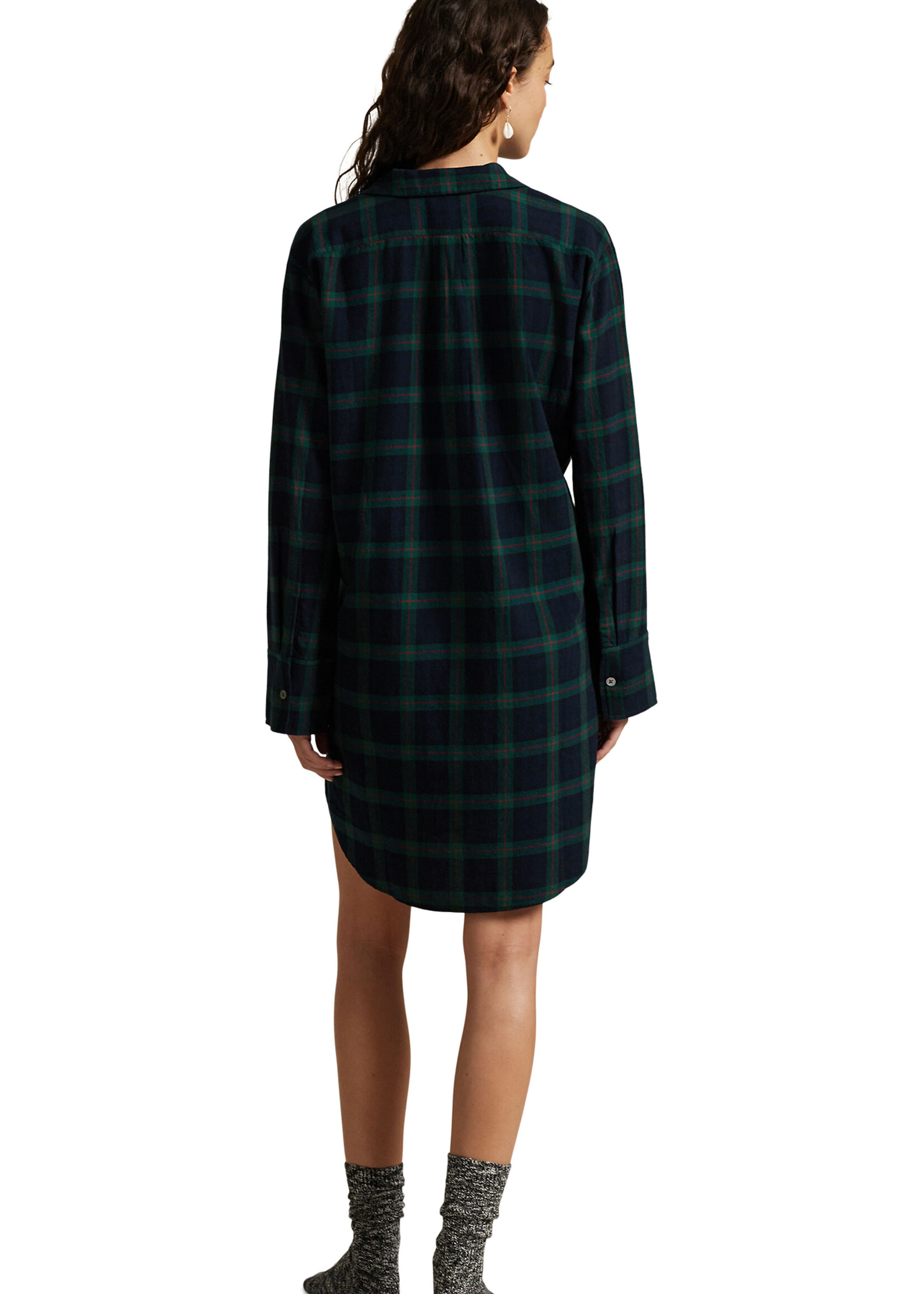 Polo Ralph Lauren Camp Collar Plaid Cotton Flannel Sleep Dress 4P0559R3