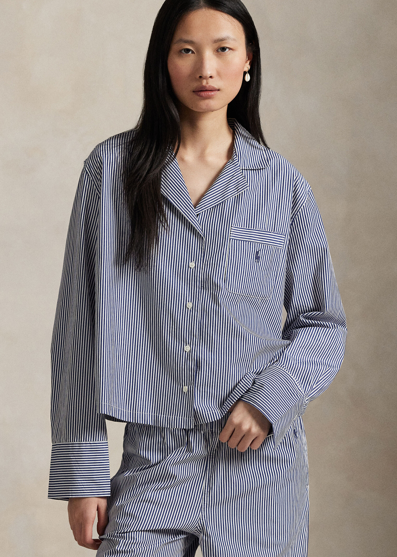 Polo Ralph Lauren Long Sleeve Cotton Poplin Stripe PJ Set 4P0716R3
