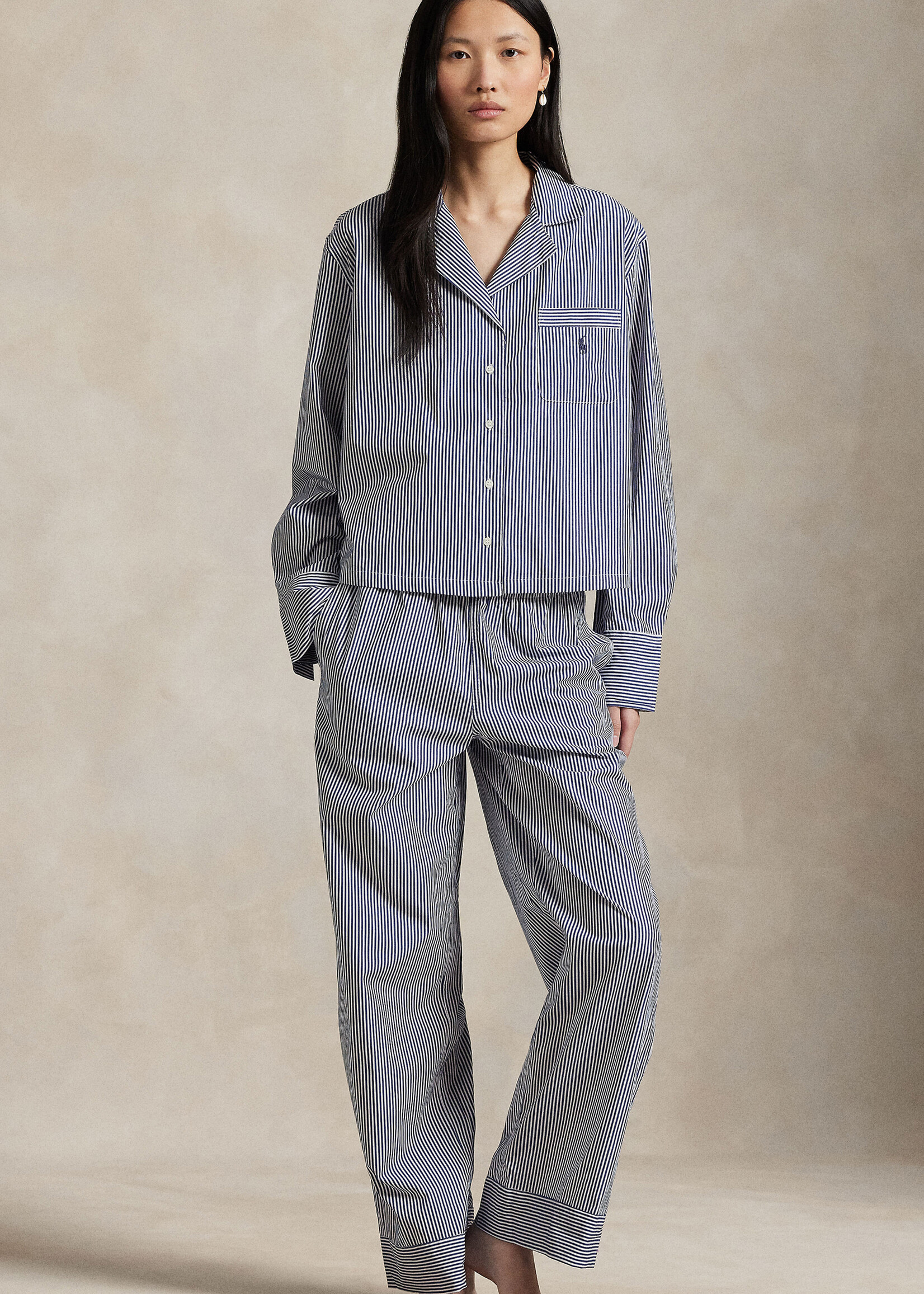 Polo Ralph Lauren Long Sleeve Cotton Poplin Stripe PJ Set 4P0716R3