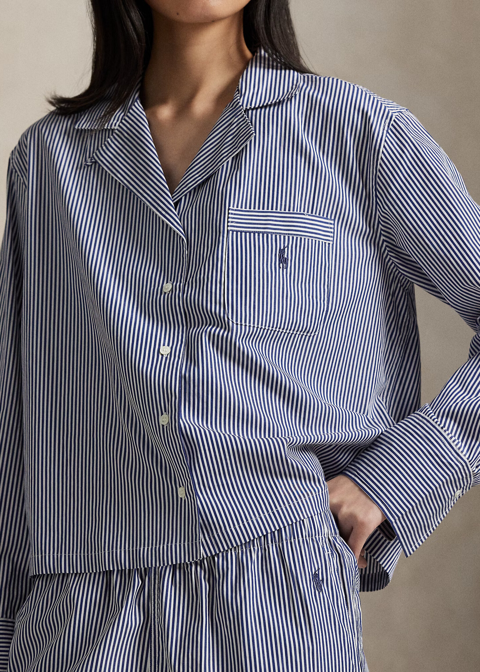 Polo Ralph Lauren Long Sleeve Cotton Poplin Stripe PJ Set 4P0716R3