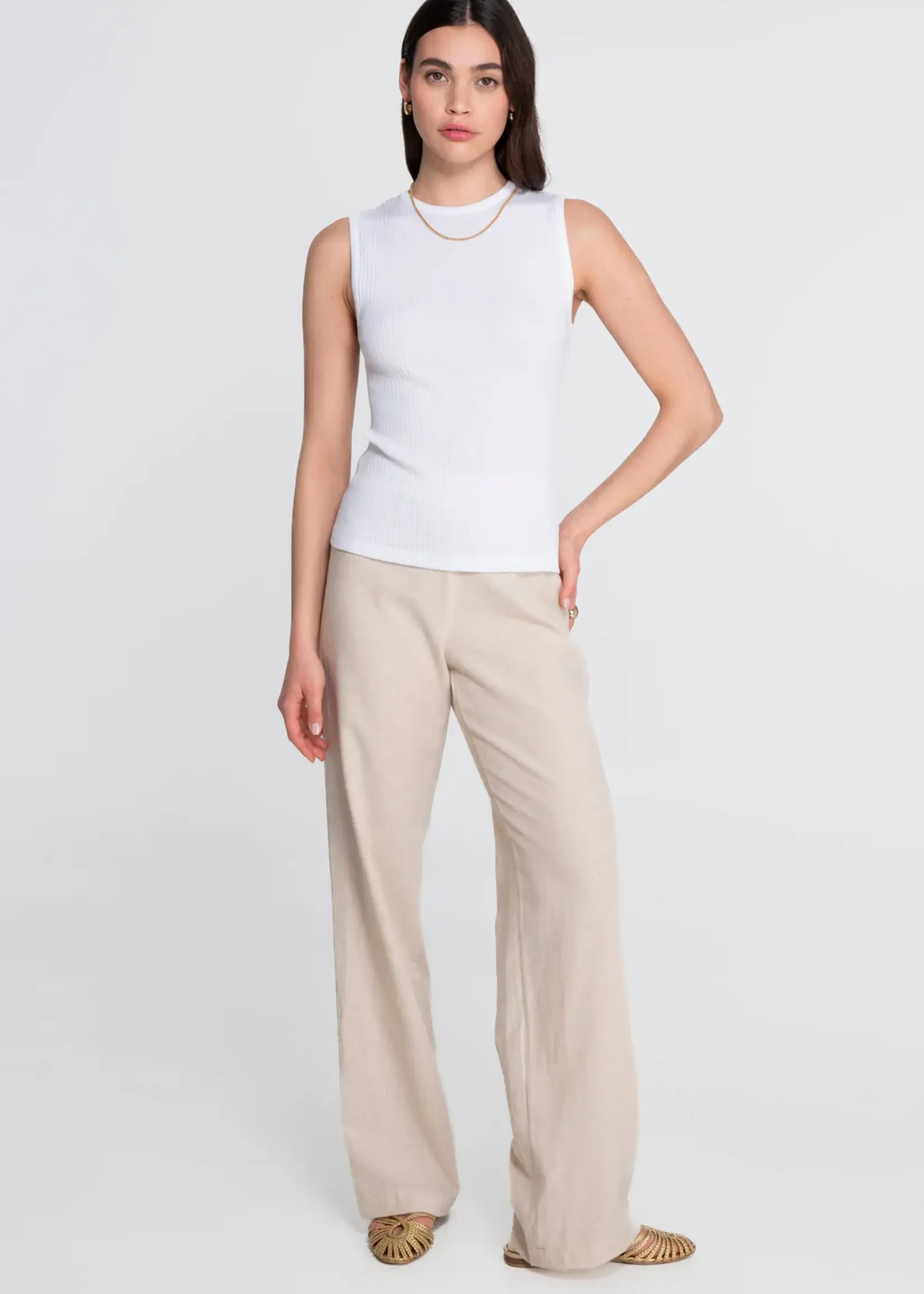 Oscalito Wide Rib Cotton Crew Neck Tank 7562