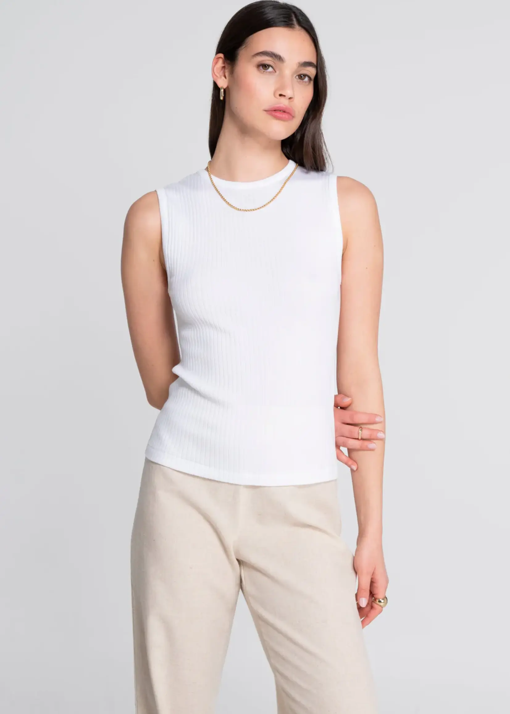 Oscalito Wide Rib Cotton Crew Neck Tank 7562