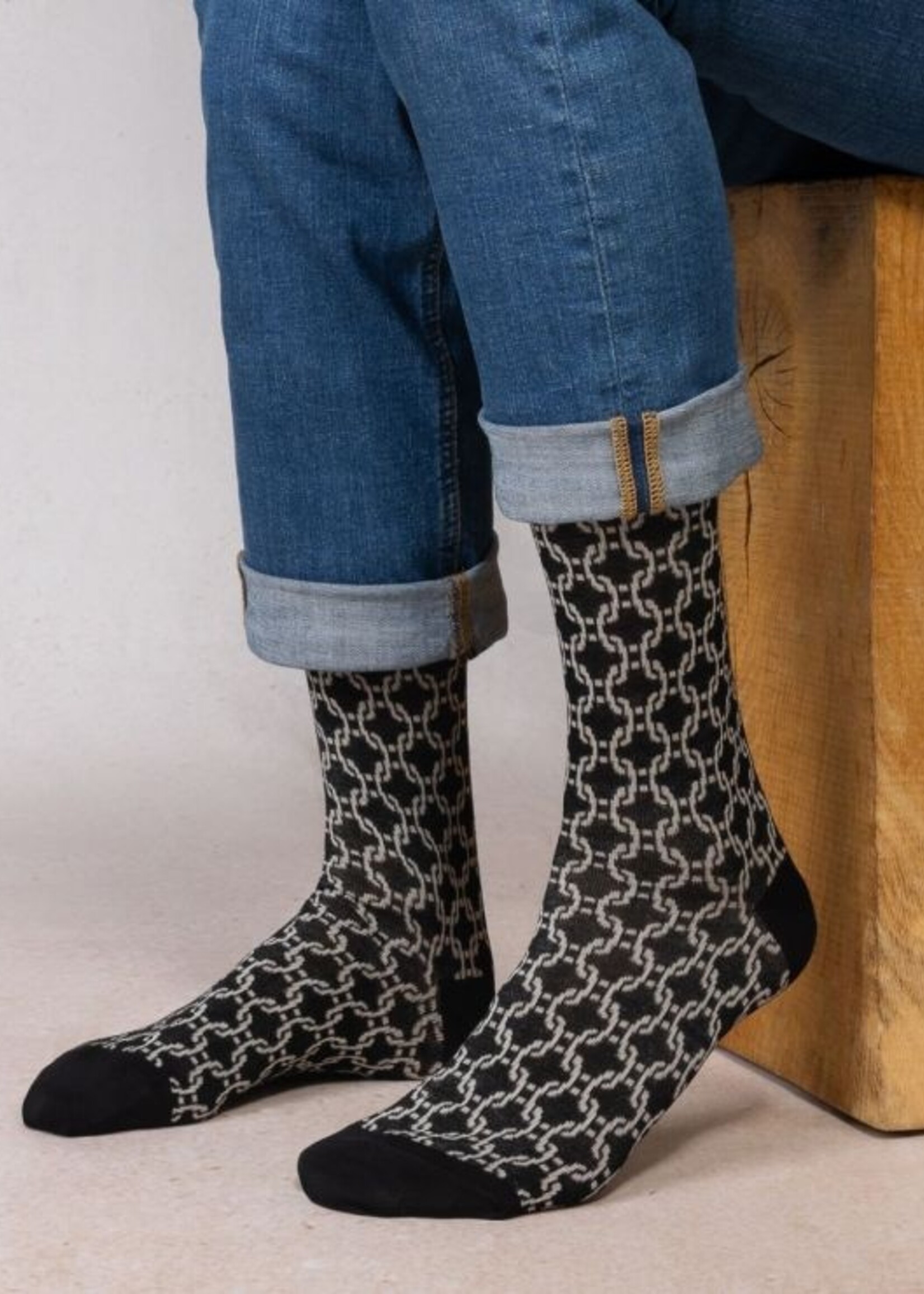 Bleuforet Men's Cotton Chain Socks 7141