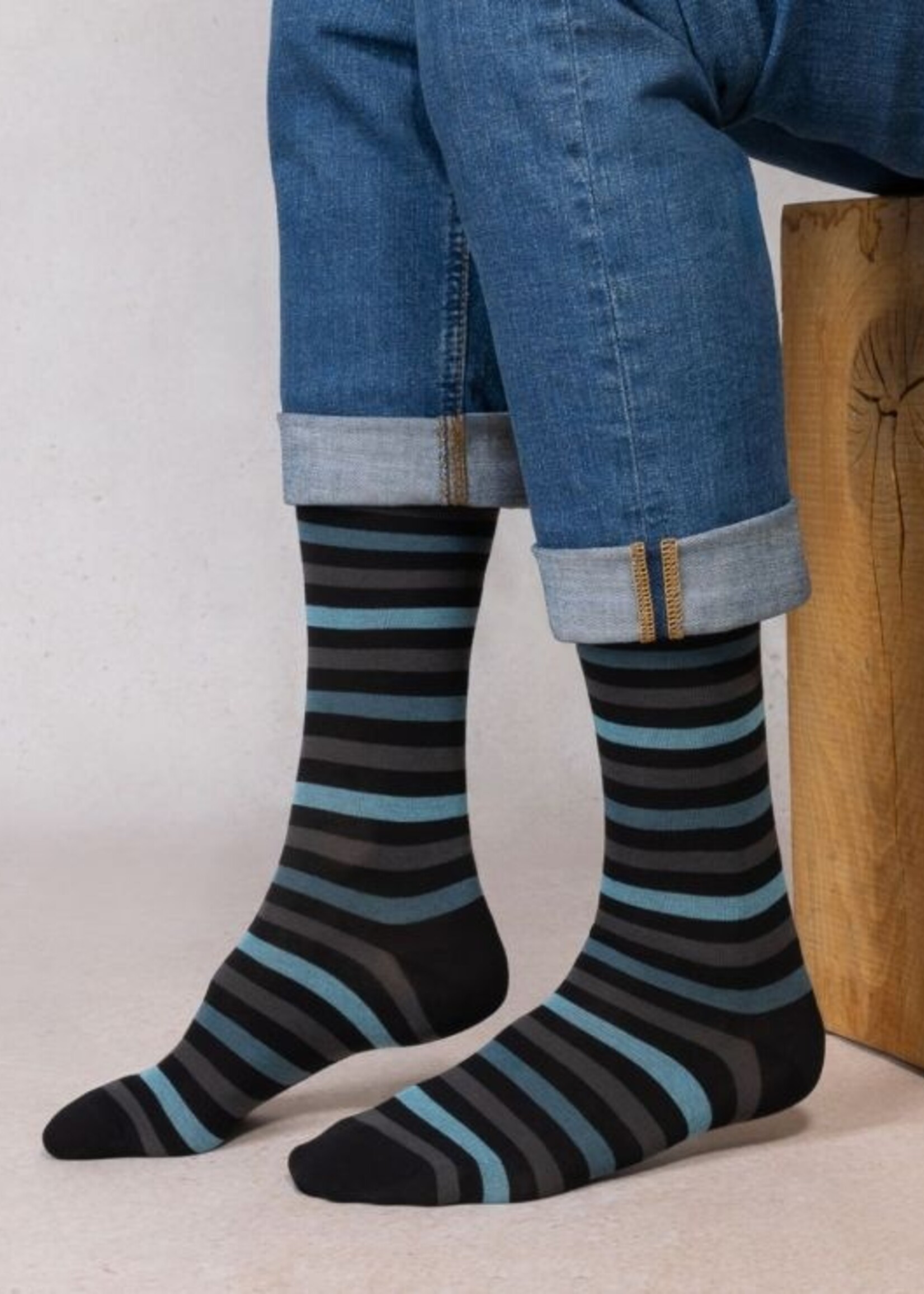 Bleuforet Men's Cotton Striped Socks 7122