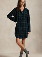 Polo Ralph Lauren Camp Collar Plaid Cotton Flannel Sleep Dress
