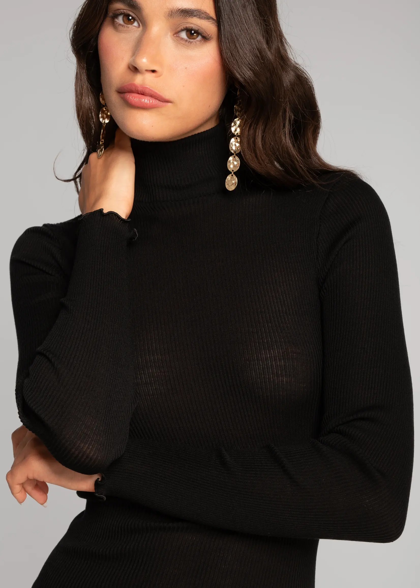 Oscalito Wool & Silk Rib Mock Neck 3429