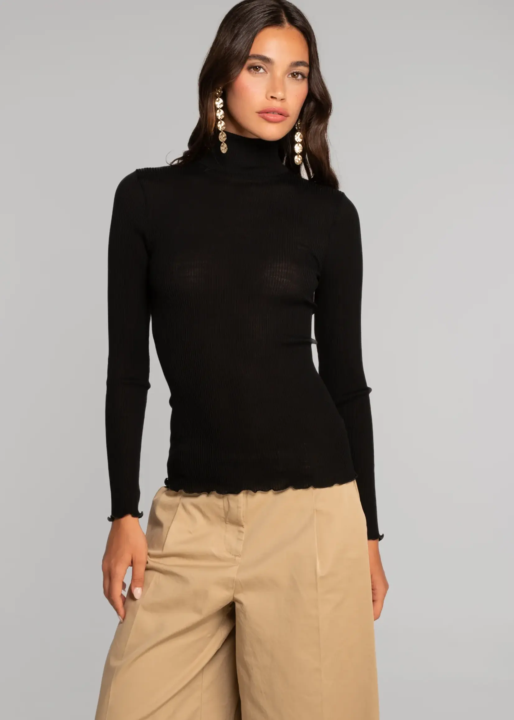 Oscalito Wool & Silk Rib Mock Neck 3429