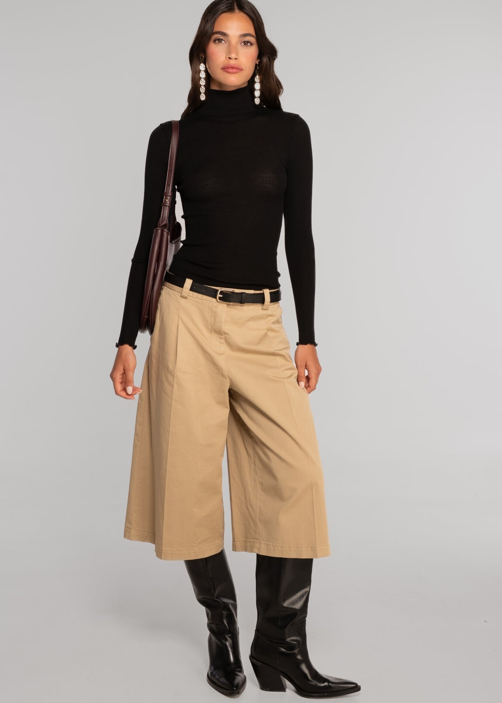 Oscalito Wool & Silk Rib Mock Neck 3429