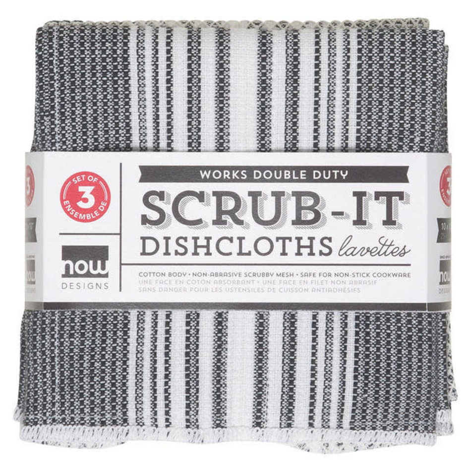 Now Designs Scrub-it Dishcloth, Black, set of 3