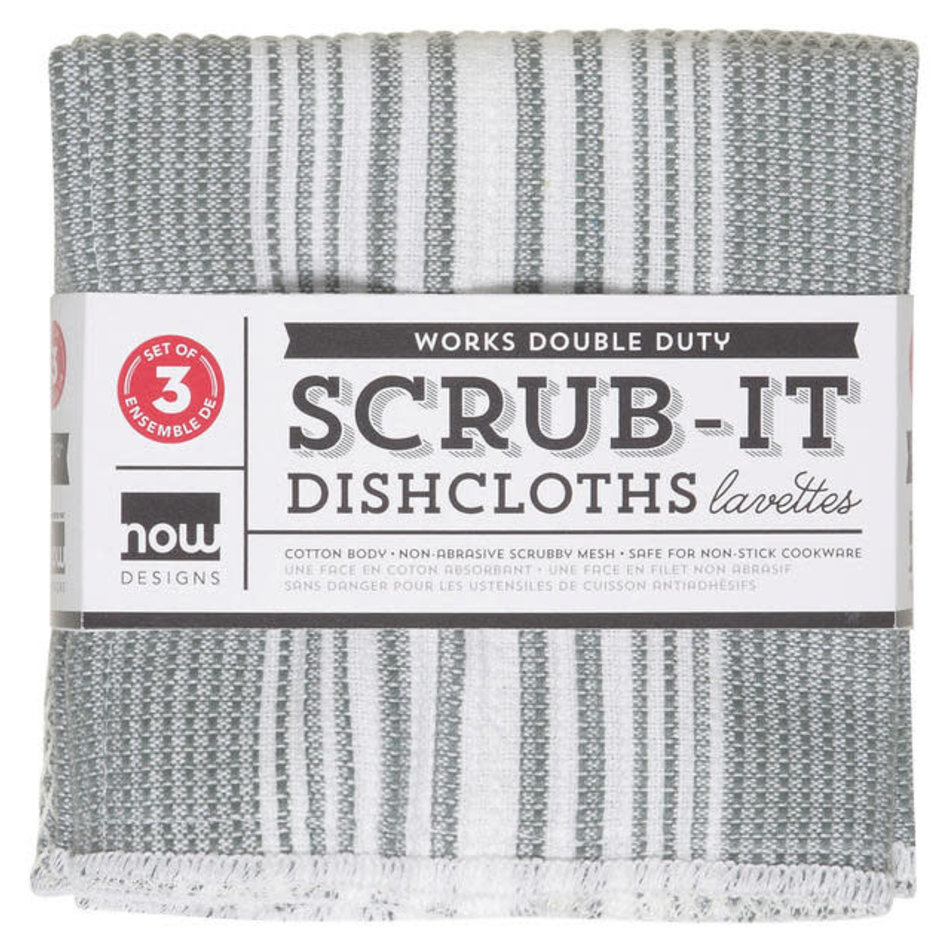 Now Designs Scrub-it Dishcloth, London Grey, set of 3