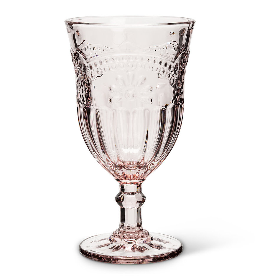 Abbott Flower Wine Goblet, 6.5”, Pink