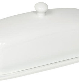 Stoneware Rectangular Butter Dish, White