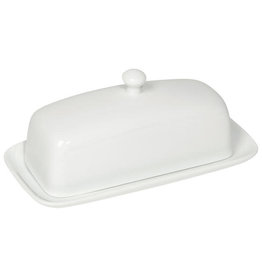 Stoneware Rectangular Butter Dish, White