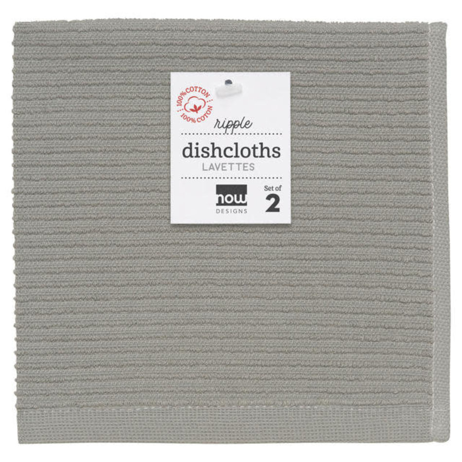 Now Designs Ripple Dishcloth, Set of 2, London Grey