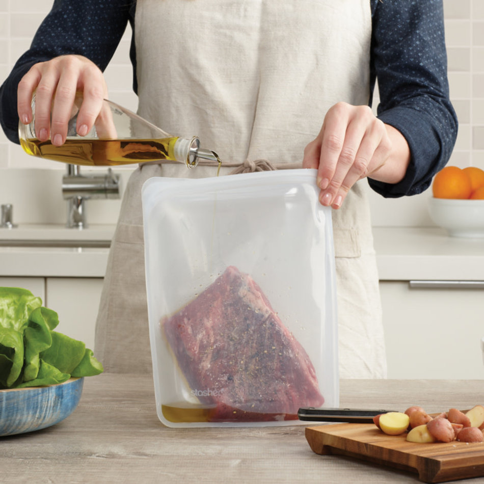 Stasher Reusable Silicone Half Gallon Bag, Clear 