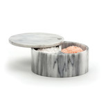 RSVP Swivel Salt Box, White Marble