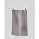 Linen Way Maison Stone Washed Linen Tea Towel, Charcoal with White Stripe