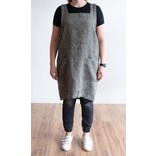 Linen Way Cuisine Linen Apron, Black/Natural