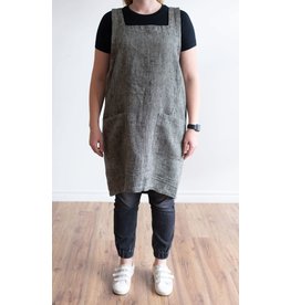 Linen Way Cuisine Linen Apron, Black/Natural