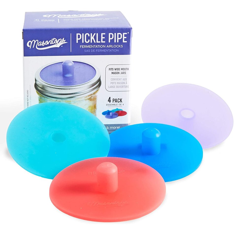 Masontops, Pickle Pipes, Fermentation Airlocks Wide Mouth, 4-Pack