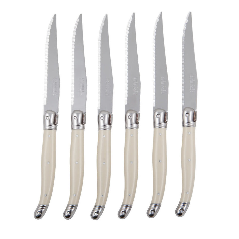 Laguiole Laguiole Debutant Steak Knives, 7pc, Cream