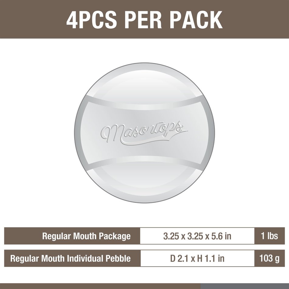 Masontops Masontops, Regular Mouth Pickle Pebbles, Fermentation Weights, 4 pack