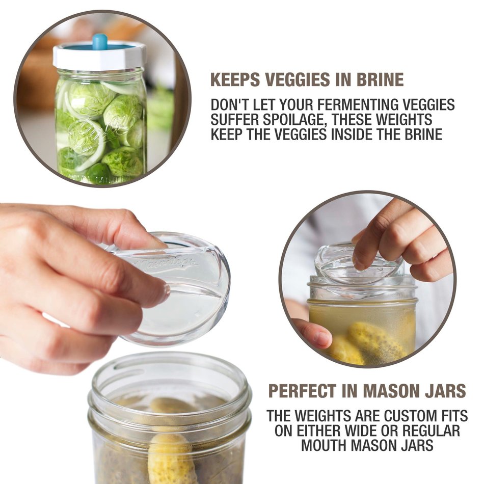 Masontops Masontops, Regular Mouth Pickle Pebbles, Fermentation Weights, 4 pack
