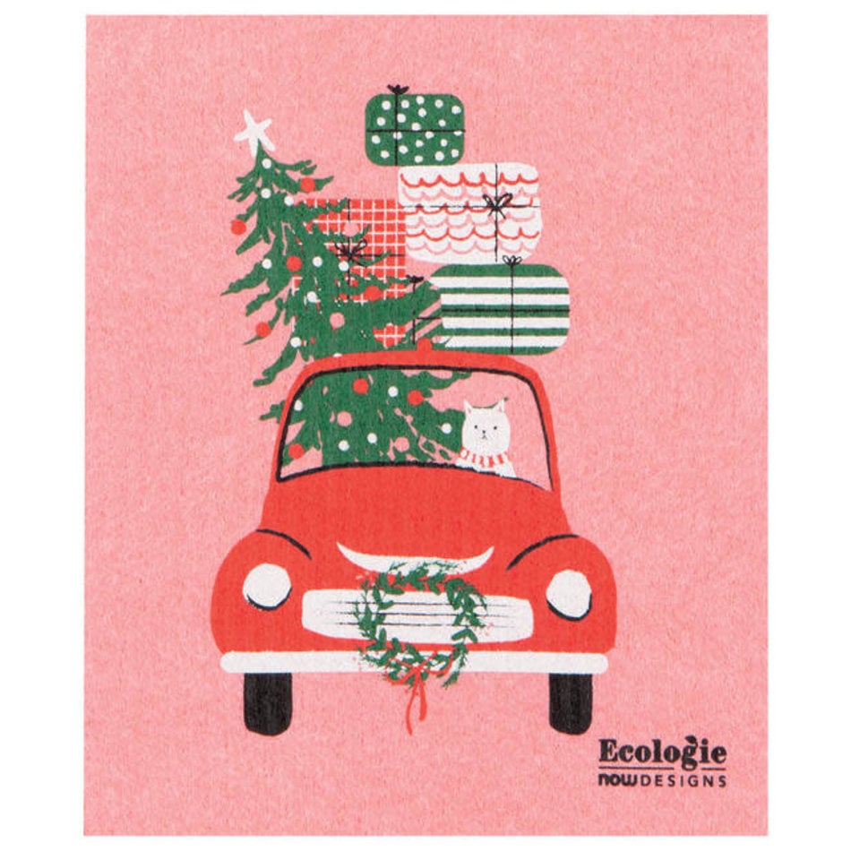 Now Designs Winter Wheels Cat Swedish Dishcloth