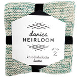 Now Designs Heirloom Knit Dishcloth, Set of 2, Lagoon