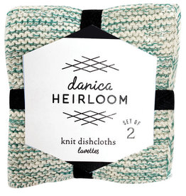 Now Designs Heirloom Knit Dishcloth, Set of 2, Lagoon
