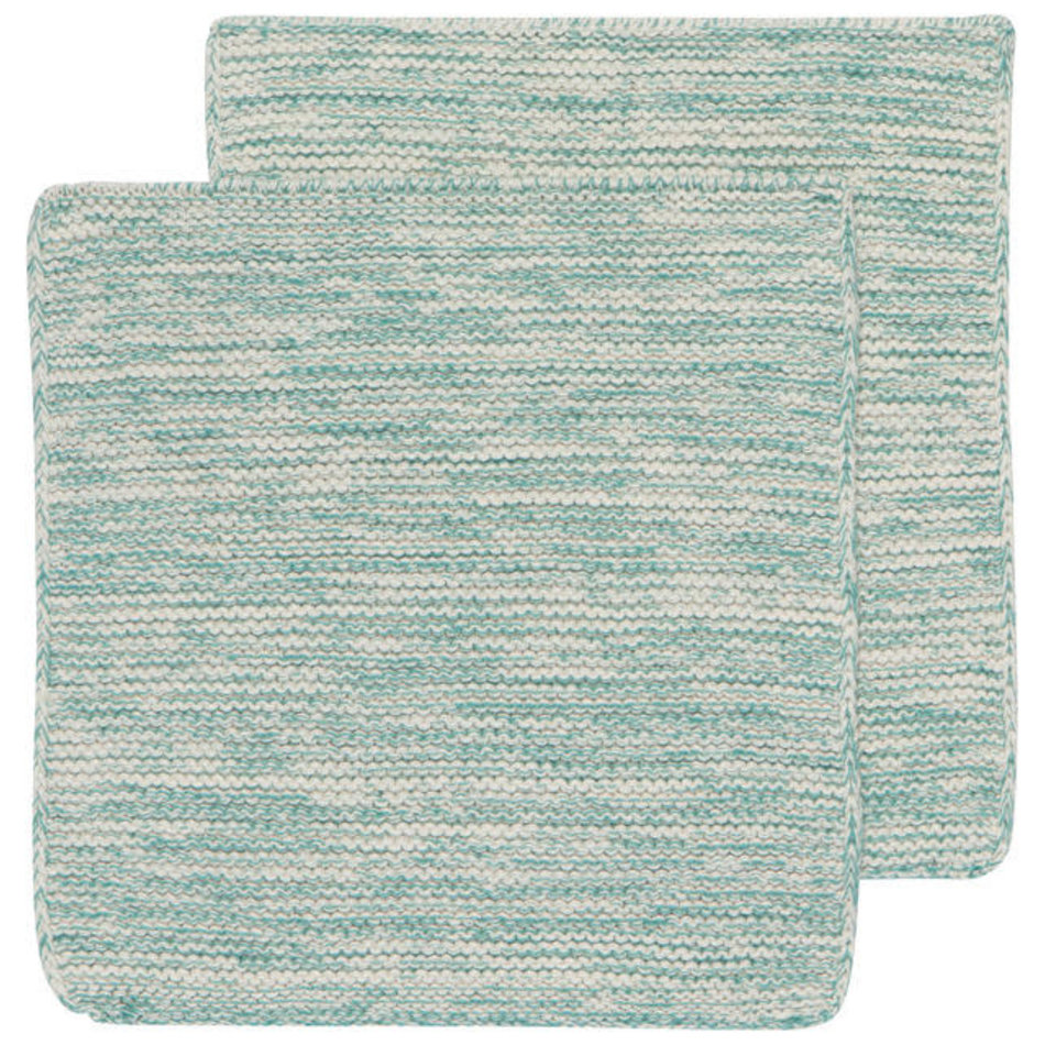 Now Designs Heirloom Knit Dishcloth, Set of 2, Lagoon