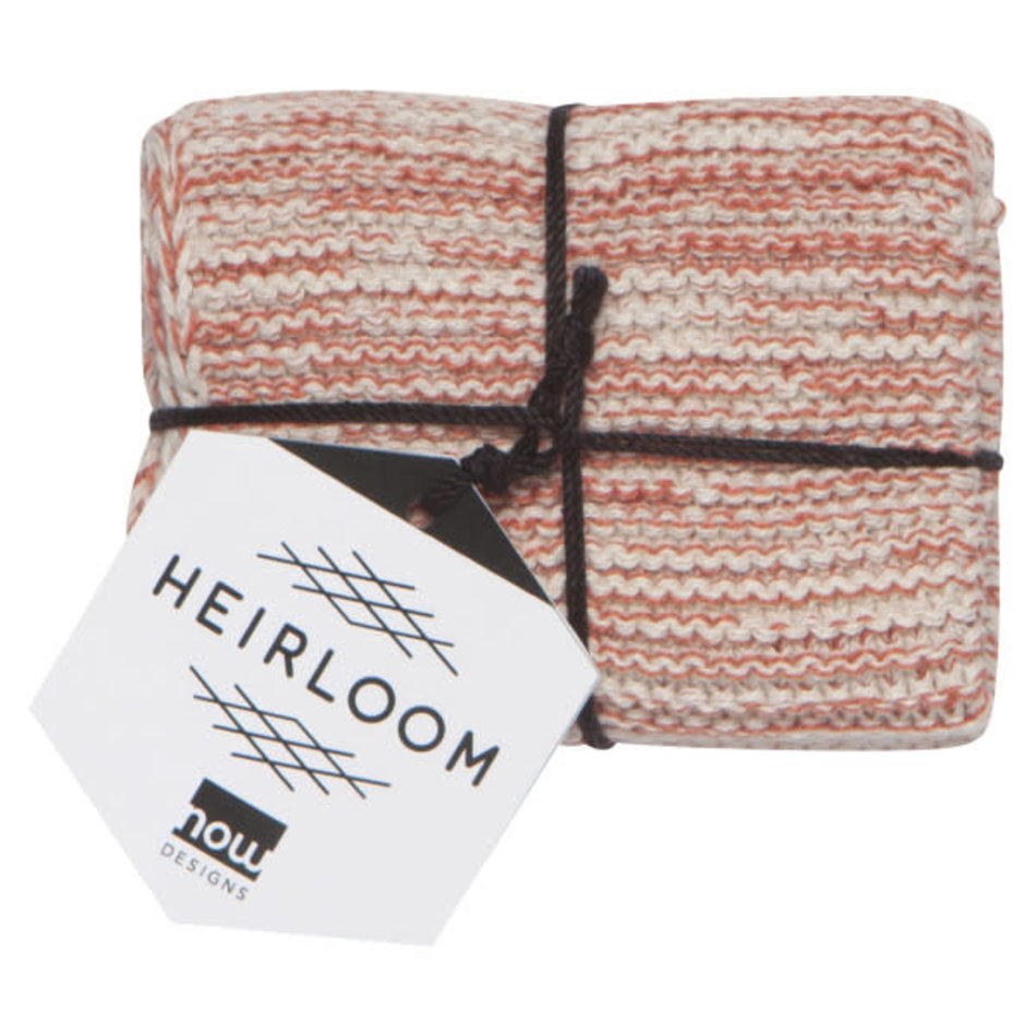 Now Designs Heirloom Knit Dishcloth, Set of 2, Clay