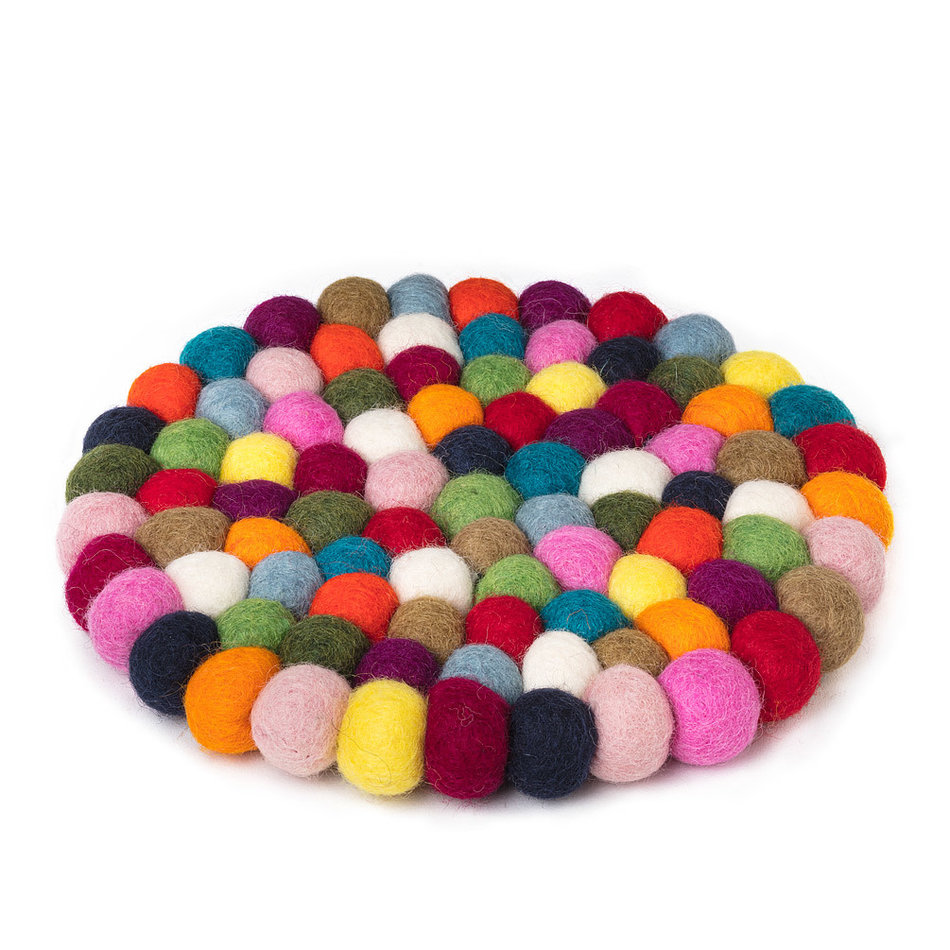 Felt Ball Trivet, 8", Multi