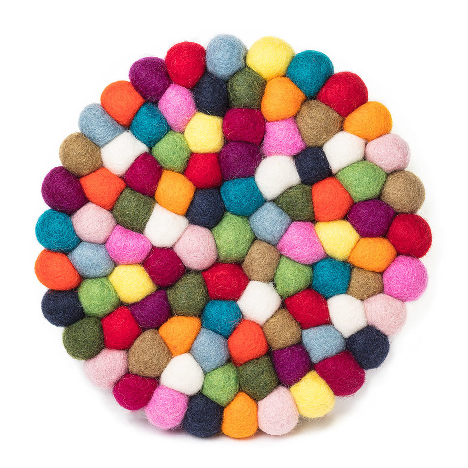 Felt Ball Trivet, 8", Multi
